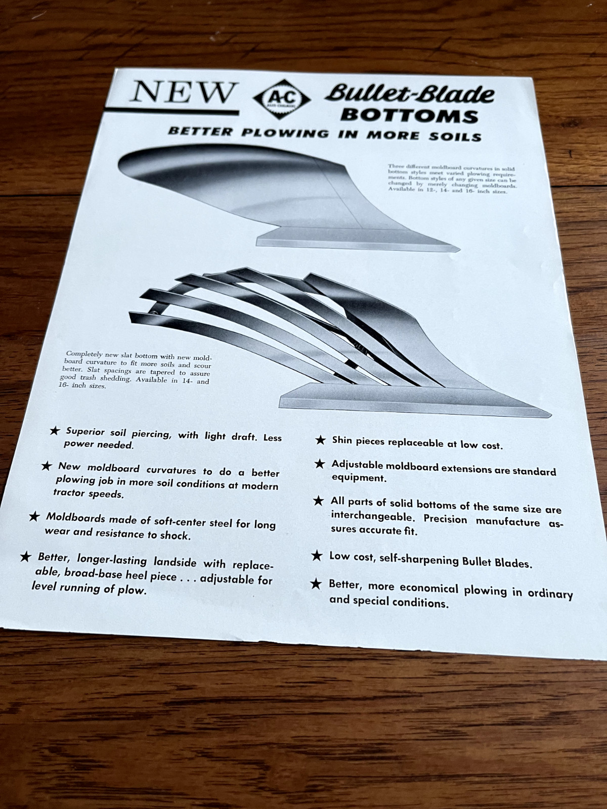 Allis Chalmers Bullet Blade Bottoms For 1955 Brochure FCCA