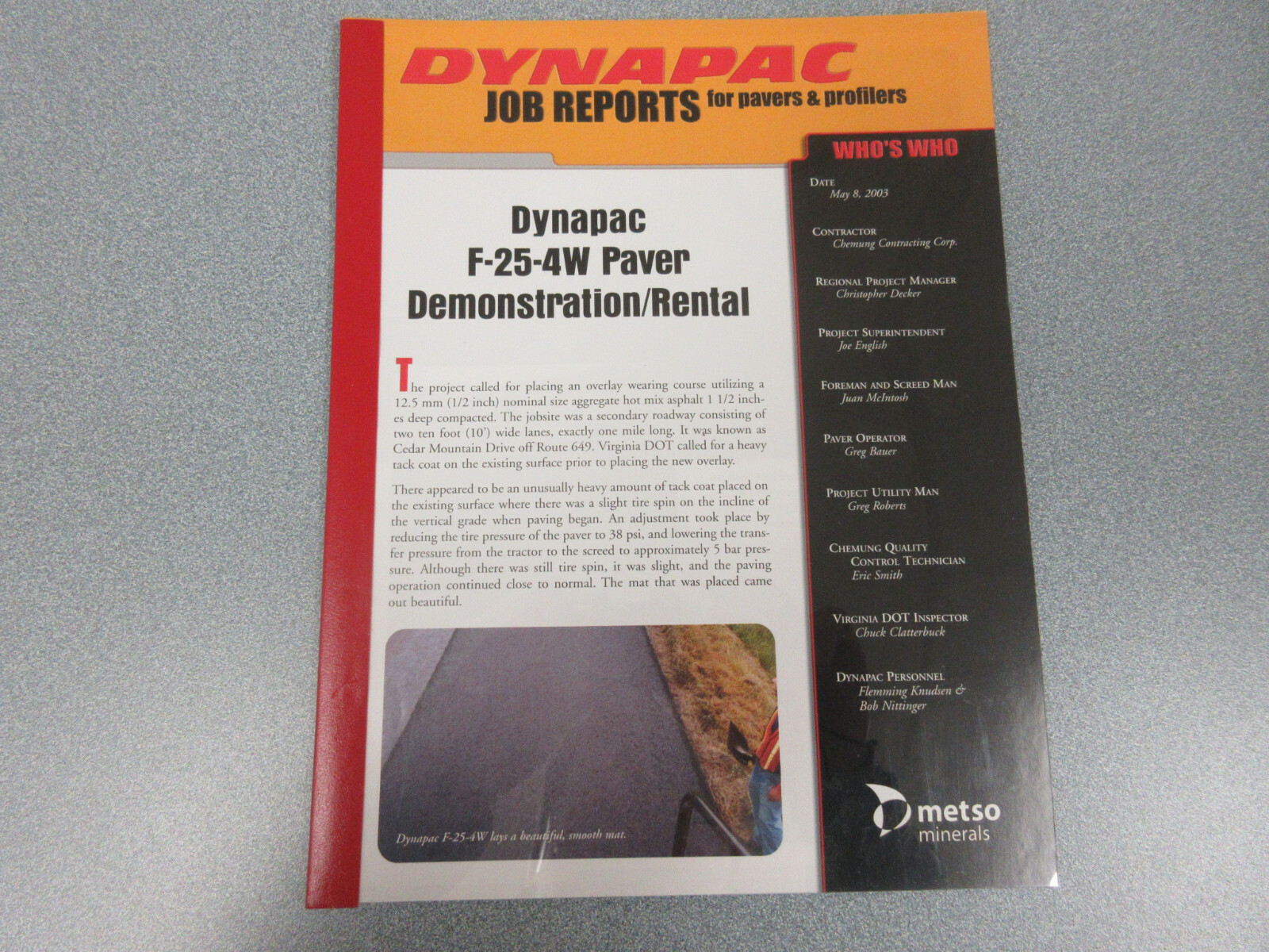 Dynapac Job Reports Brochure 20 Page