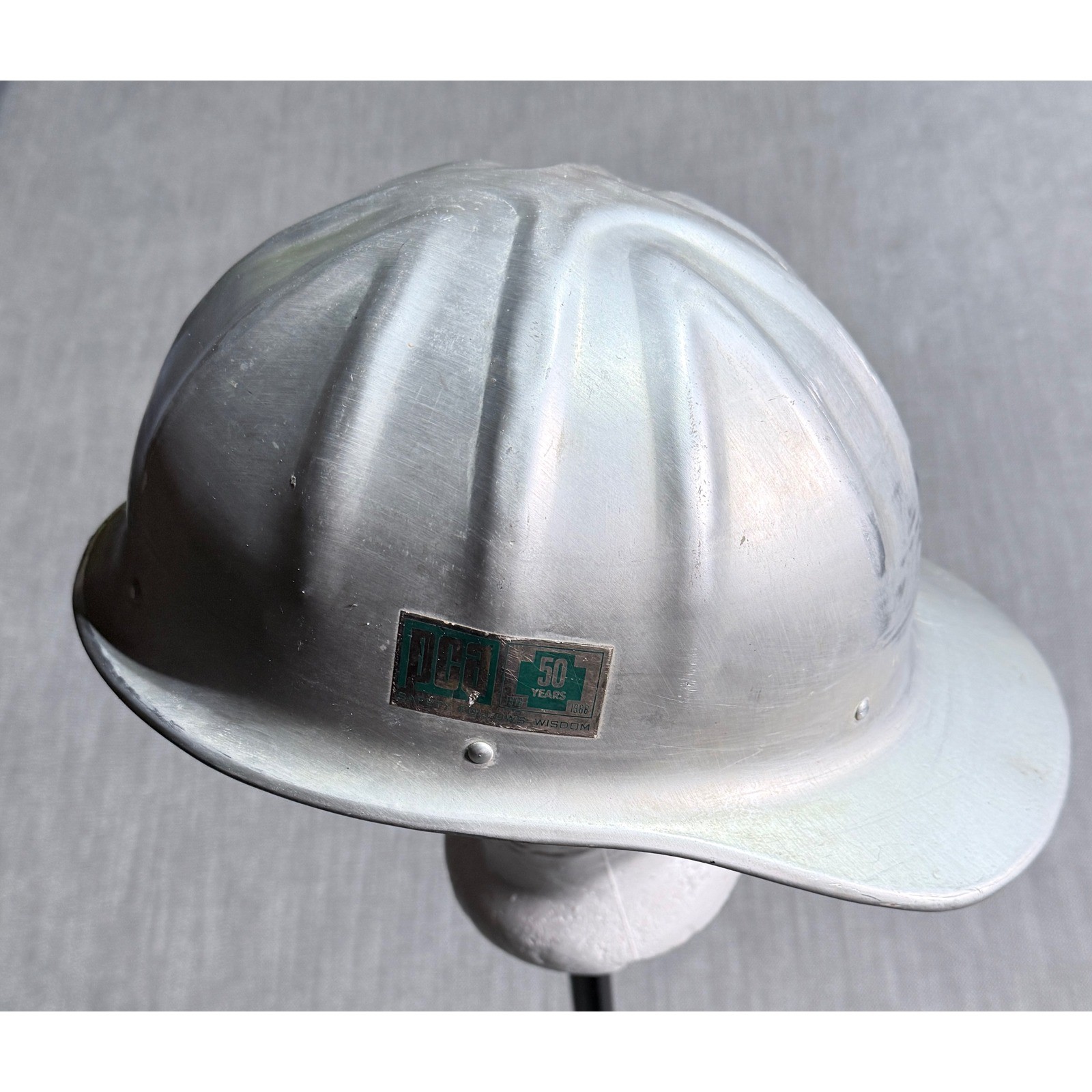 Vintage 60’s Aluminum Hard Hat Portland Cement Association Safety Stickers