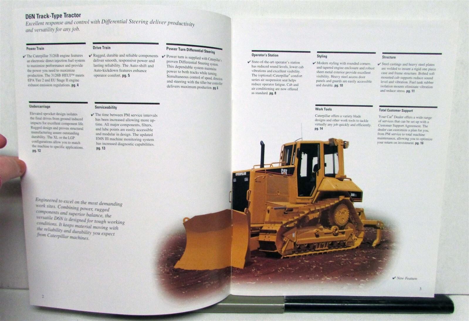 2003 Caterpillar D6N Track Type Tractor Specs Construction Sales Brochure