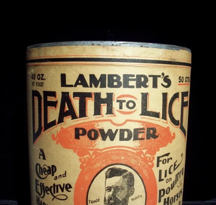 Lambert’s Death To lice Powder Antique Farm Agriculture Tin Advertising Rare