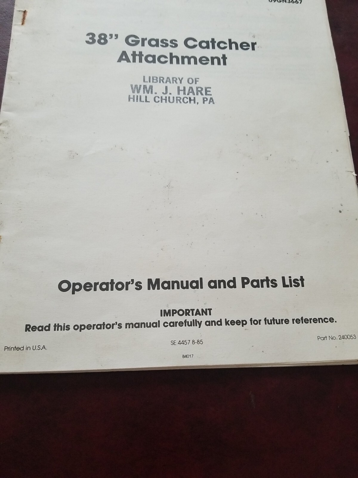 VINTAGE 1985 GILSON LAWN TRACTOR 38″ Grass Catcher Attachment Brochure