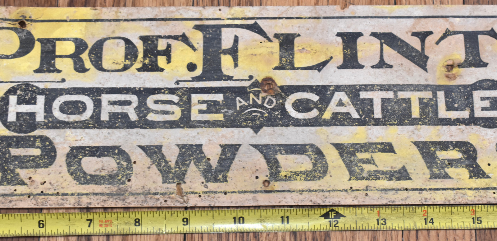 Vintage Professor Flint’s Horse & Cattle Powder Blood Purifier Advertising Sign