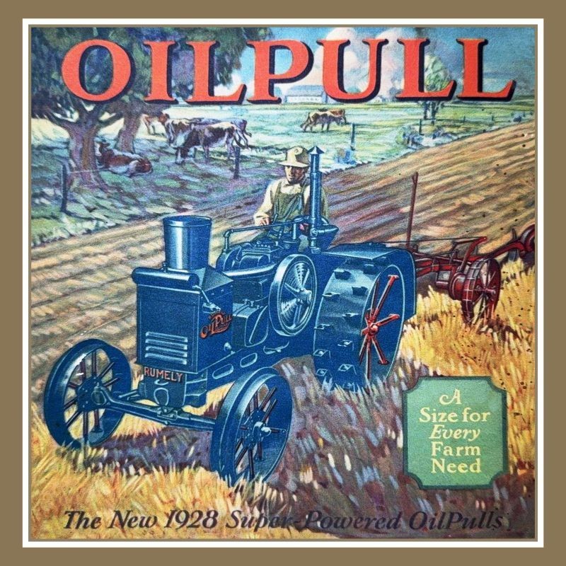 1928 Rumely Super Power Oil Pull Tractor NEW Metal Sign: 12×12″ Square