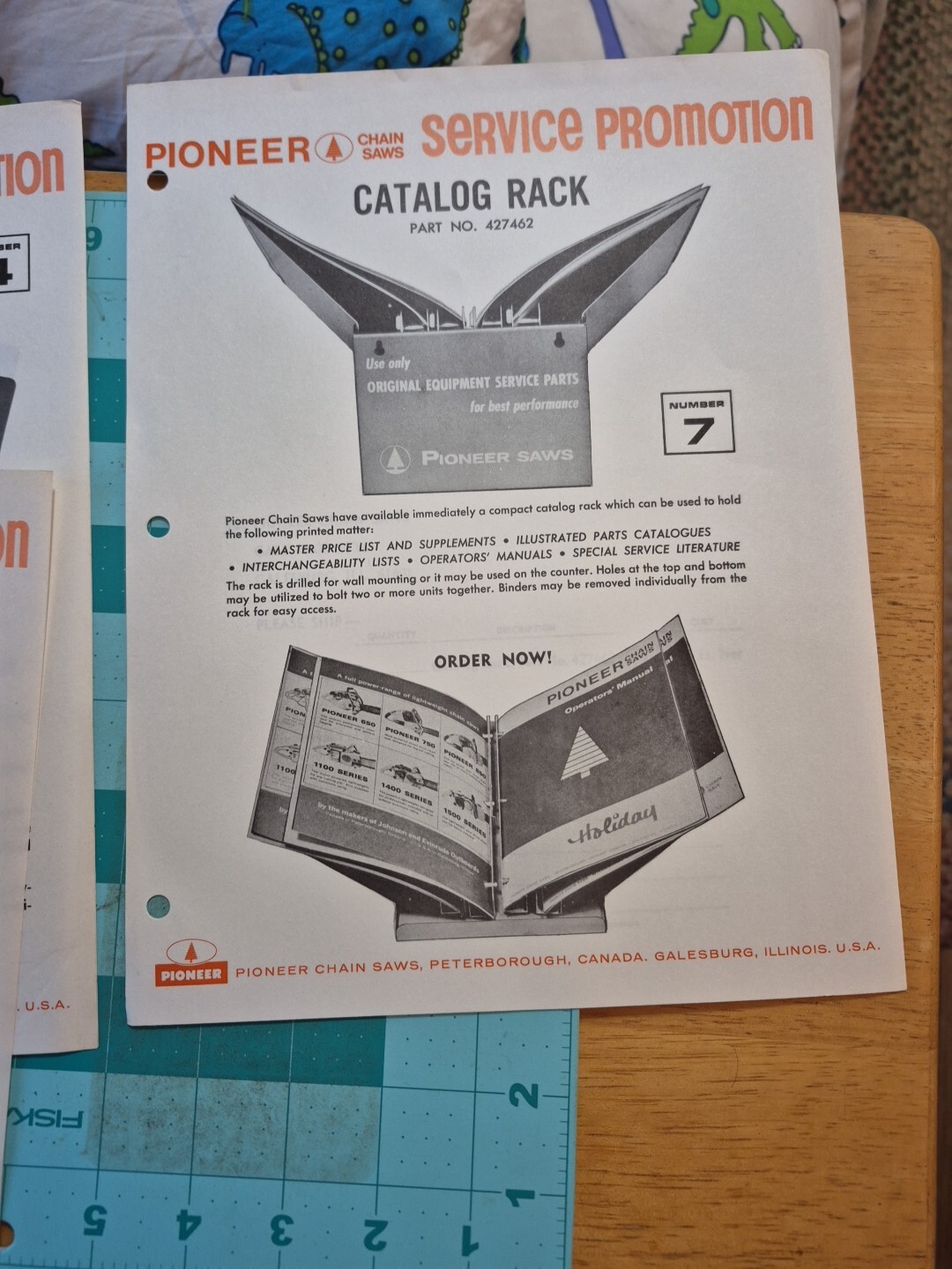 4 1960’s Pioneer Chainsaw Dealer Service Promotion Brochures Flyers