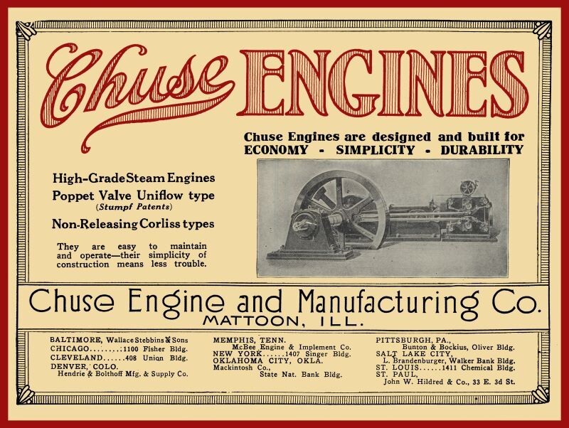 1920 Chuse Engines of Mattoon, Illinois NEW Metal Sign: 12×16″ Large Size