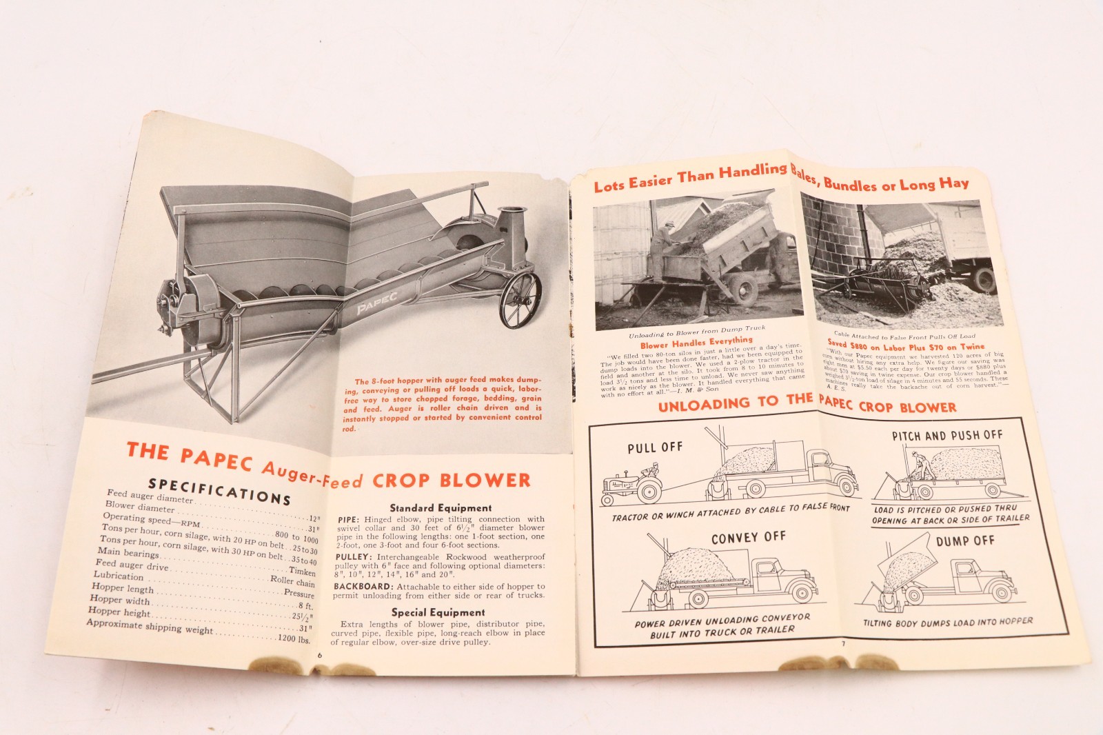 Papec No. 151 D Forage Harvester Crop Blower Advertising Brochure