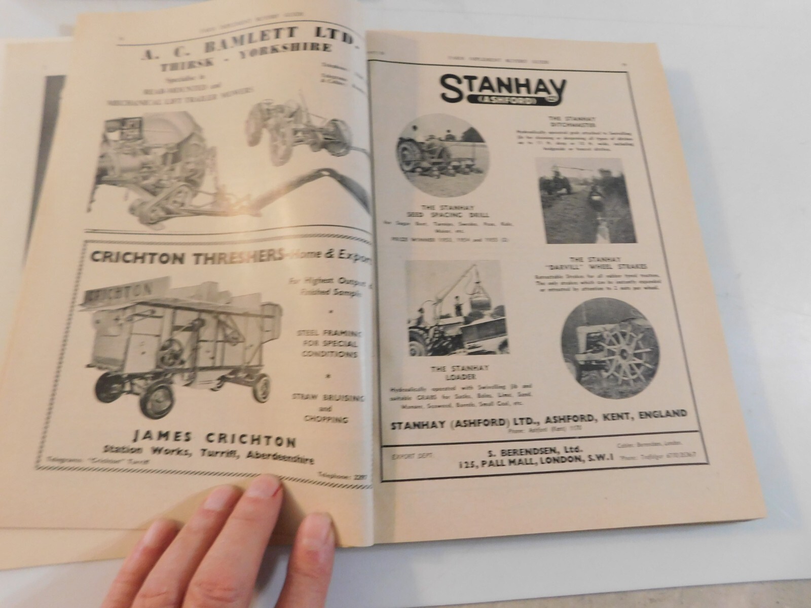 1957-58 FARM IMPLEMENT BUYER’S GUIDE ENGLAND RAKES POTATO DIGGERS DAIRY ELEVATOR