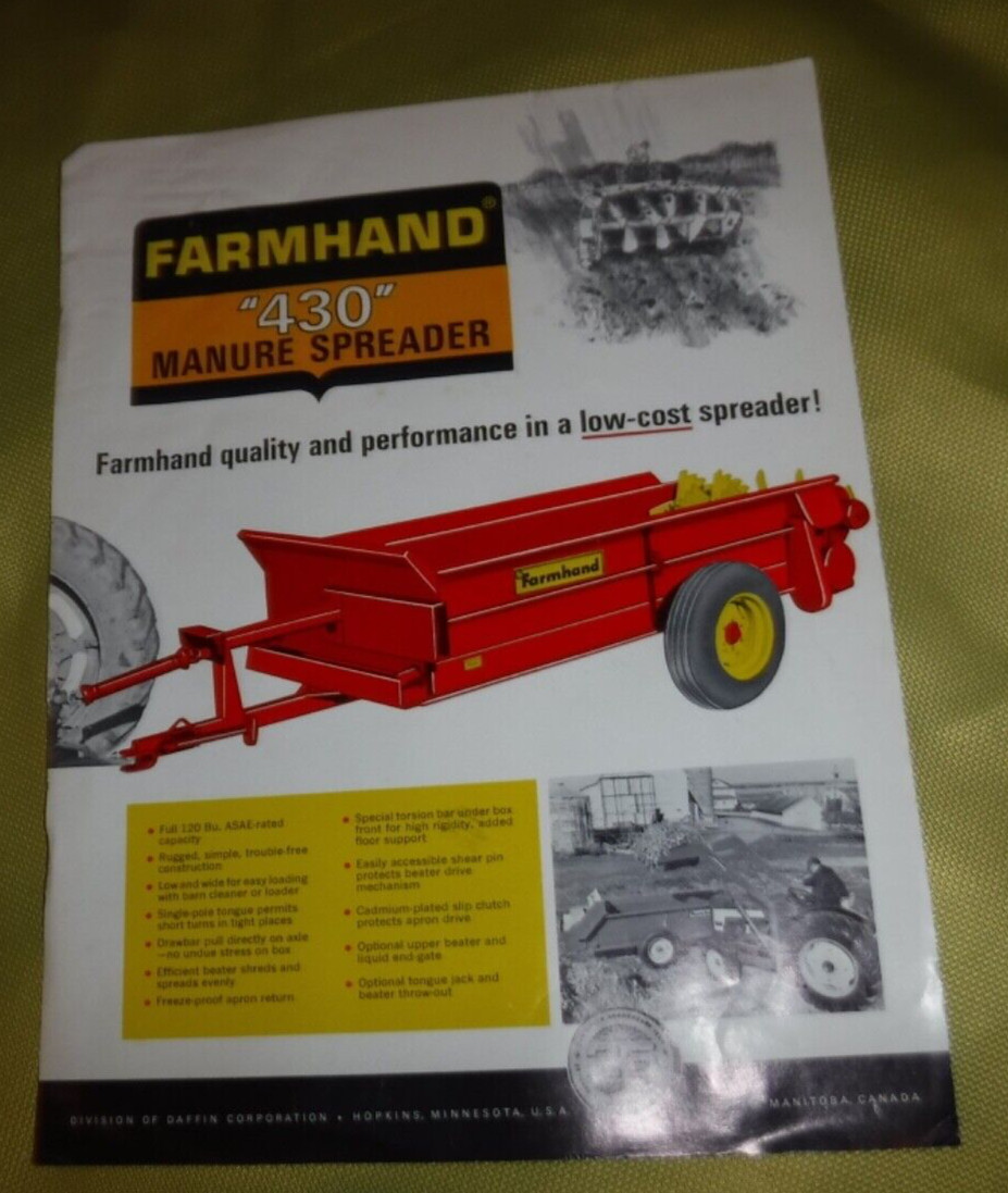 FARMHAND 430 MANURE SPREADER AD 1 PAGE FLYER