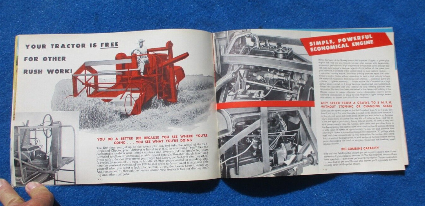 Massey Harris 1950’s Combine Sales Booklet Many Full Color Pages Original NOS