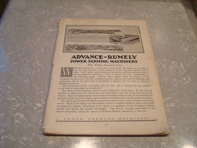 RARE Advance Rumely Power Farming Machinery 100 Page Publication