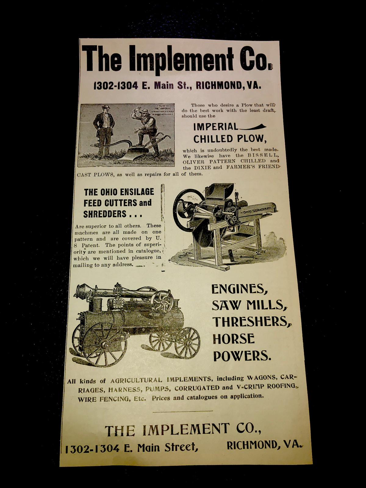 1900 Farm Implement Advertising – Richmond – Virginia