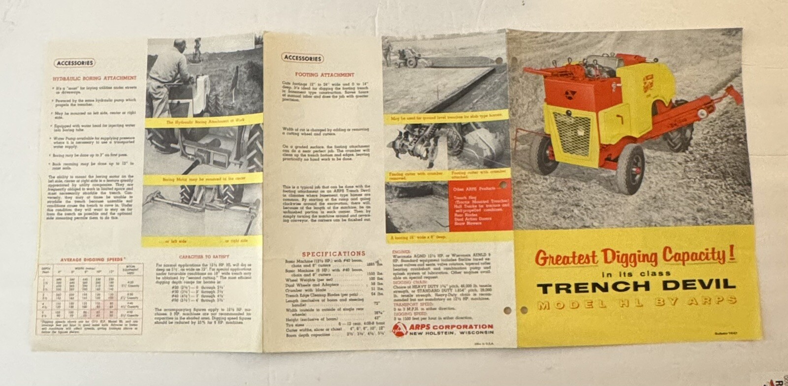 Vintage 1970’s ARPS Model HL Trench Devil Dealer Sales Brochure