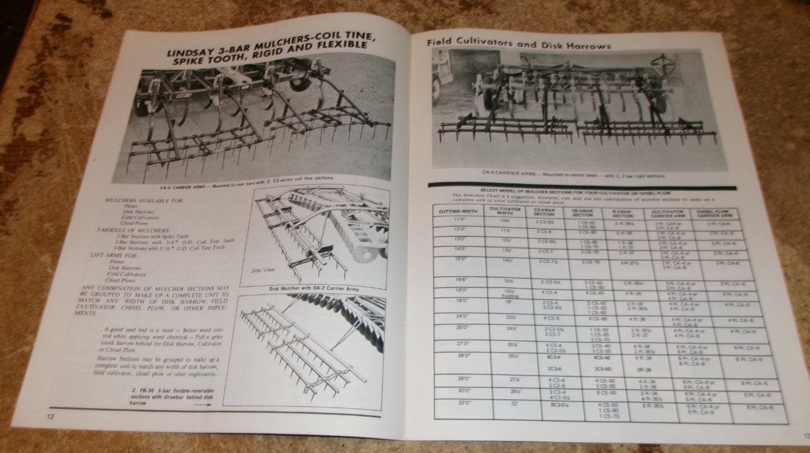 1971 lindsay harrows/drawbars+ mulchers catalog in very good shape used