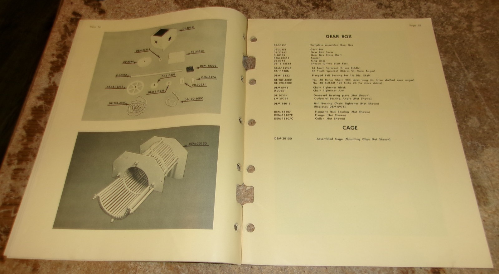 vintage DS 500 ottawa sheller parts list in good shape used