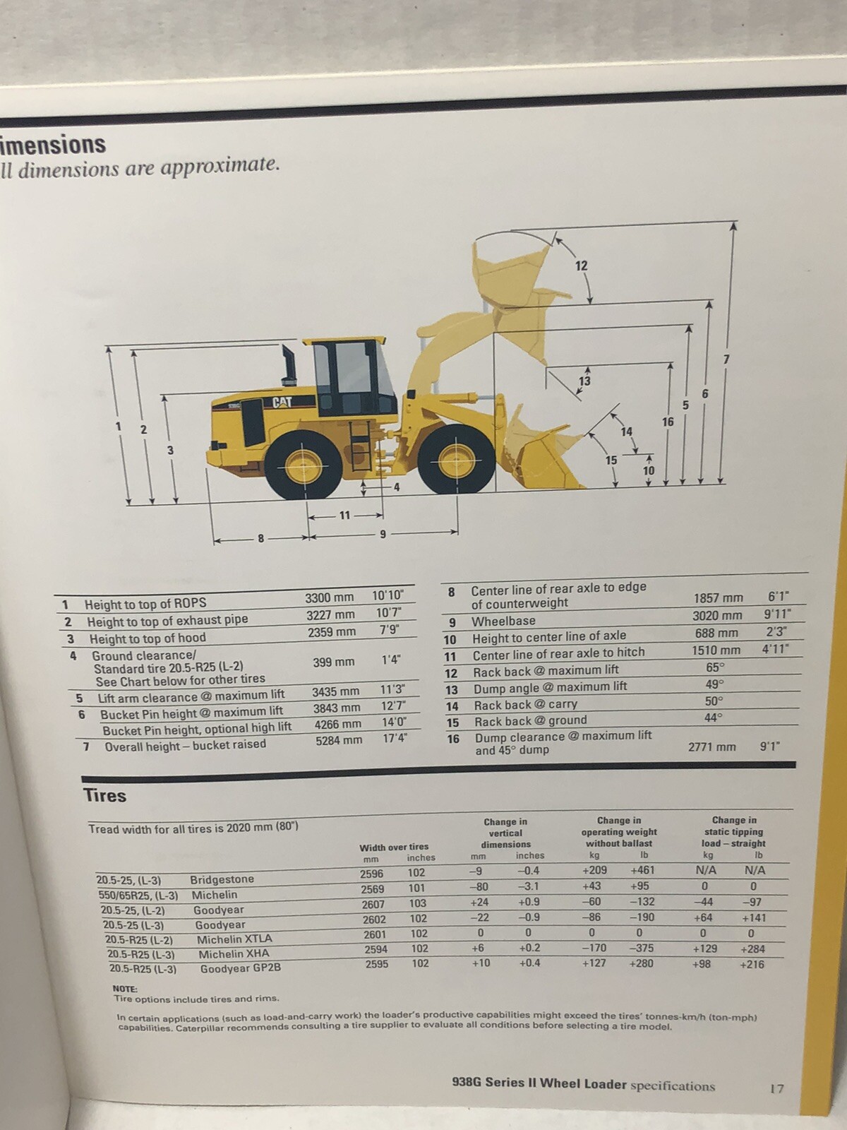 2003 CAT Caterpillar 938G Series II Wheel Loader Specs Sales Brochure