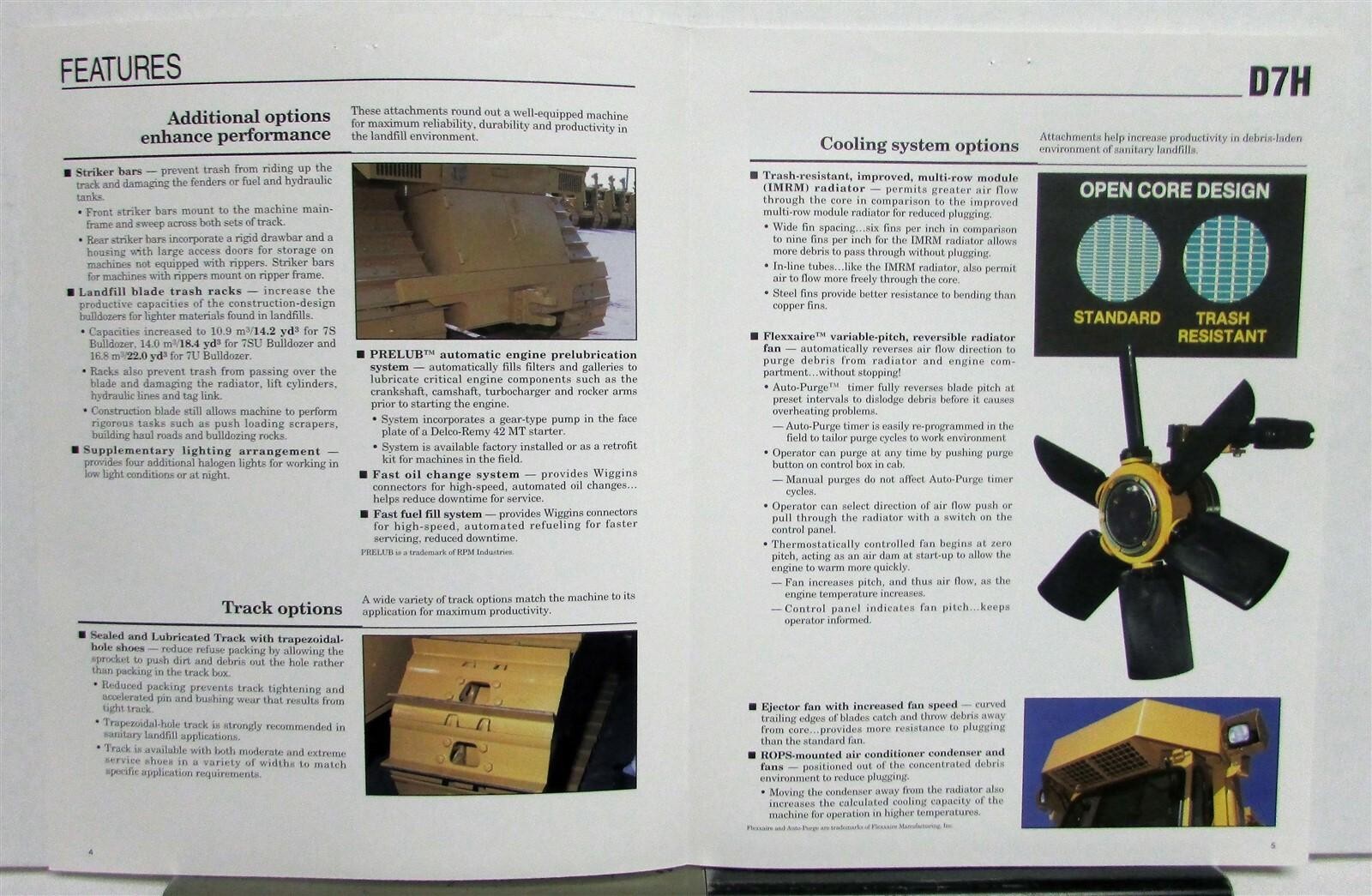 1994 Caterpillar D7H Waste Handling Construction Specs Sales Brochure