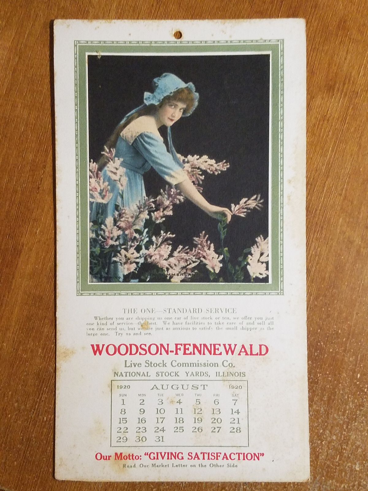1920 Calendar, Woodson-Fennewald National Stock Yards, Illinois