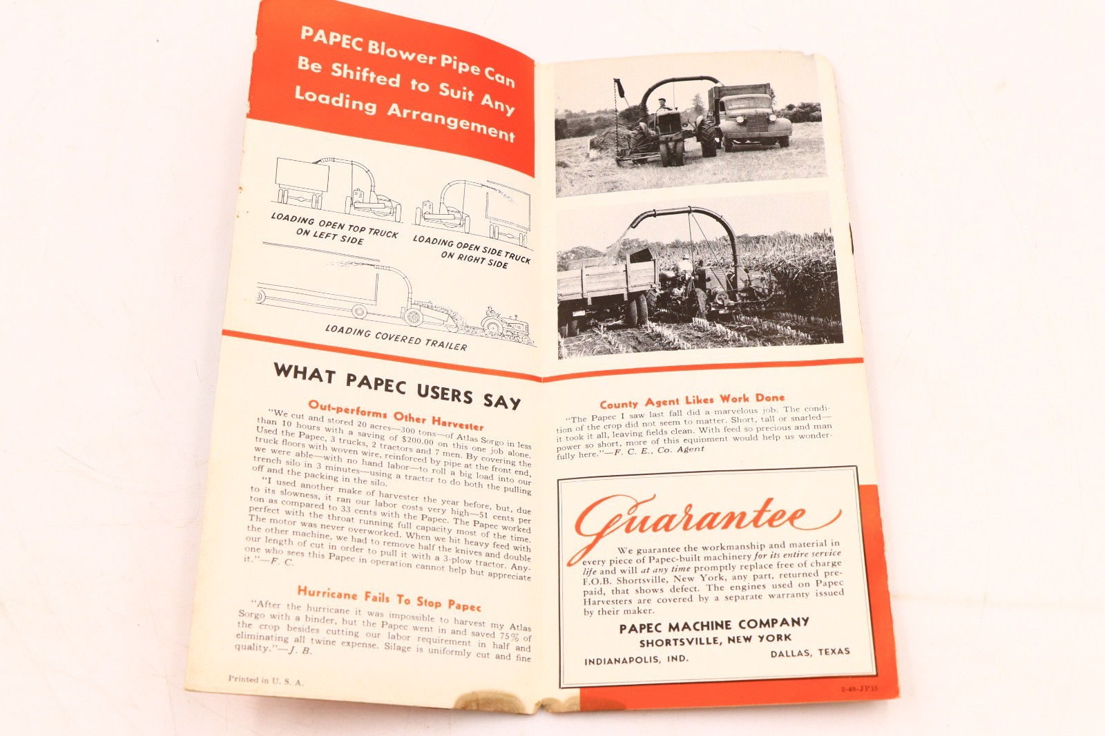 Papec No. 151 D Forage Harvester Crop Blower Advertising Brochure