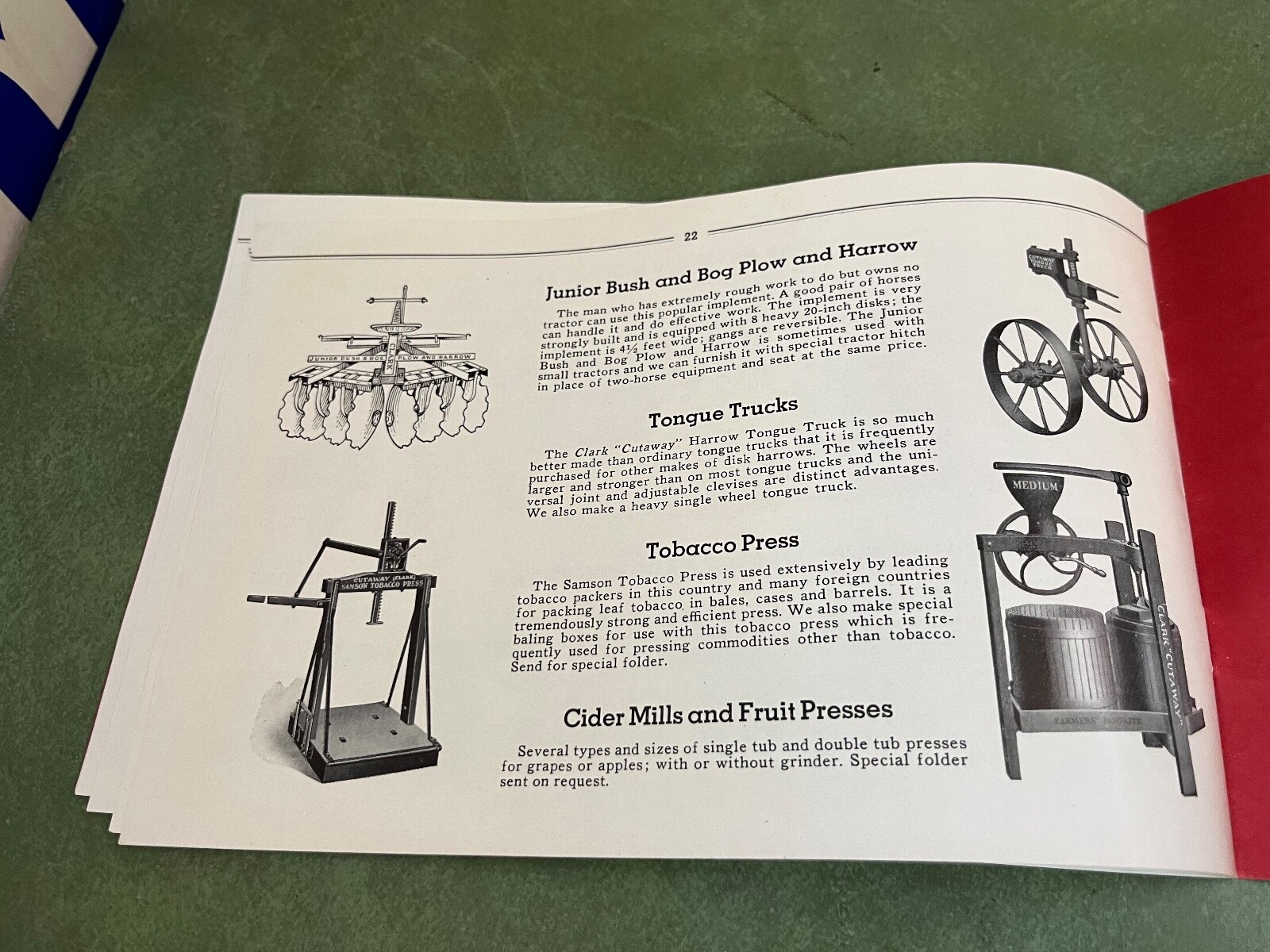 Orignal Lot of Clark Cut Away Farm Implement Brochures and Catalog 1937