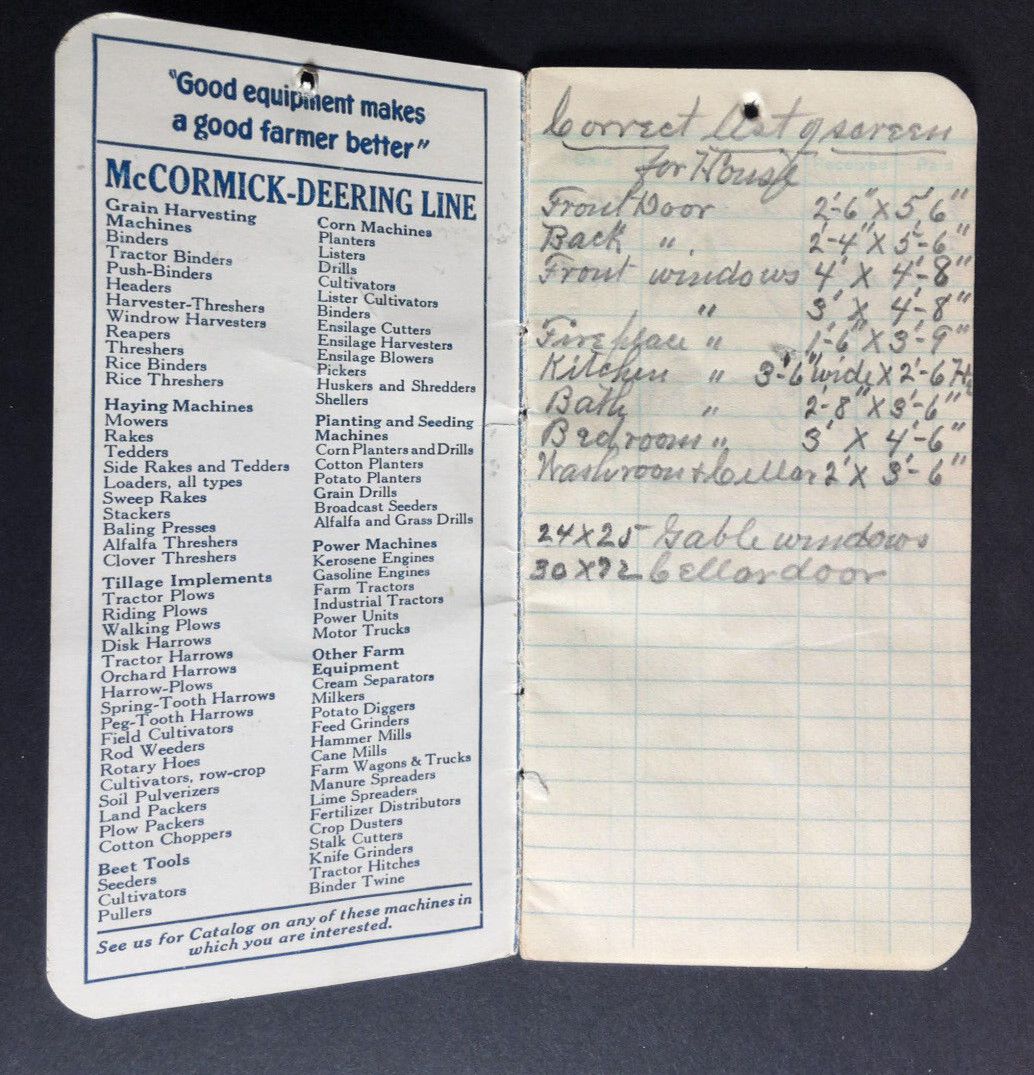 McCormick Deering Farm Machine and Implements Notebook 1934 35 Lebanon Hardware