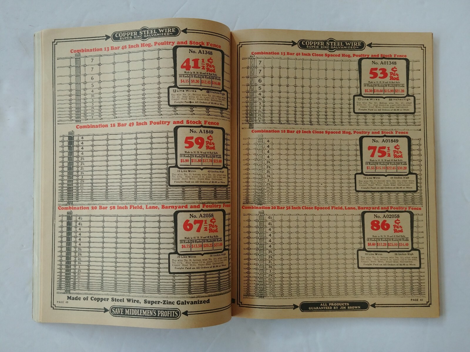 1930 Barbed Wire & Fencing Catalog Jim Brown’s plus Stoves, Furnaces, & More