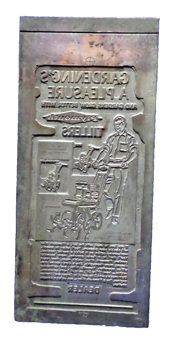 Vintage GILSON Plymouth TILLERS Advertising Tin Plate 5″ x 11″