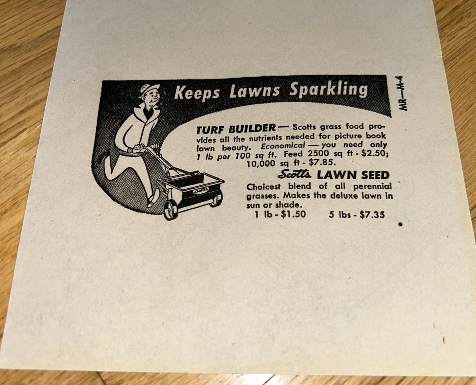 1940s O.M SCOTT & SONS Mat & Layout Ad SCOTT’S LAWN SEED Marysville OHIO