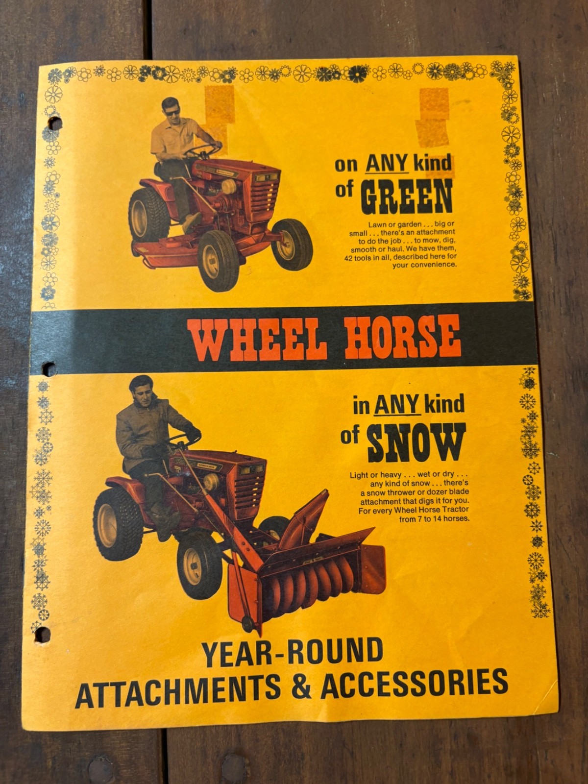 Vintage 1968 Wheel Horse Garden Tractor Attachments Brochure
