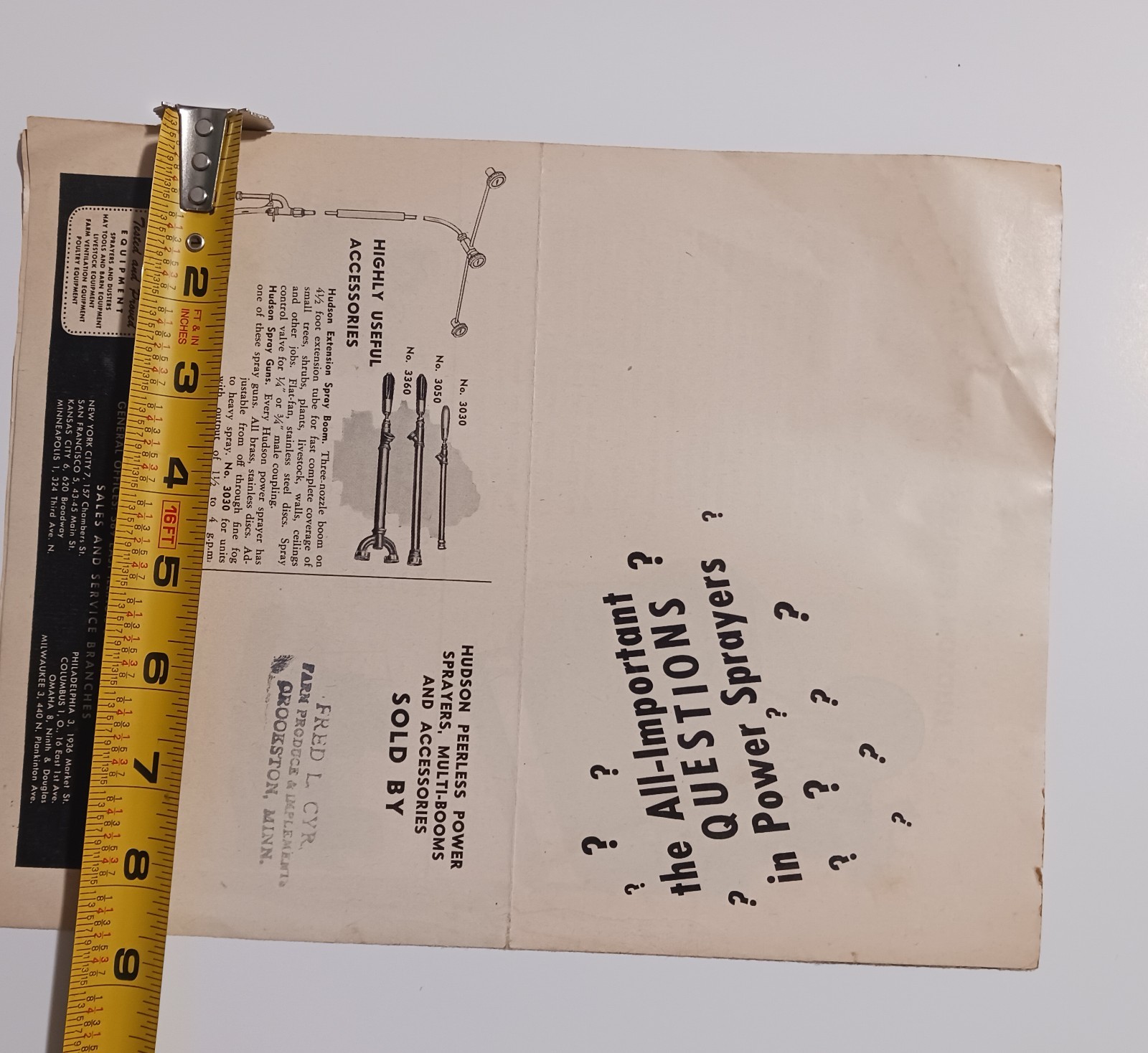 Vintage Mailer Hudson Peerless Power Sprayers Fred L Cyr Implements Crookston MN