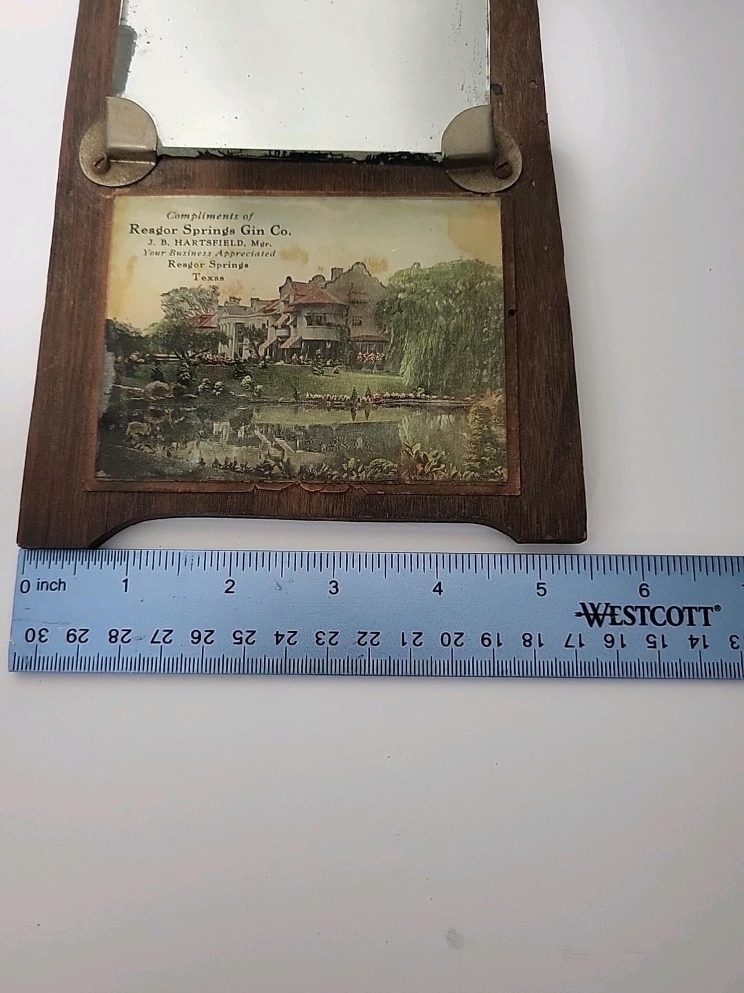 1920’s ? SCARCE Reagor Spring ,Texas Cotton Gin Advertising, Mirror/ Wood Sign