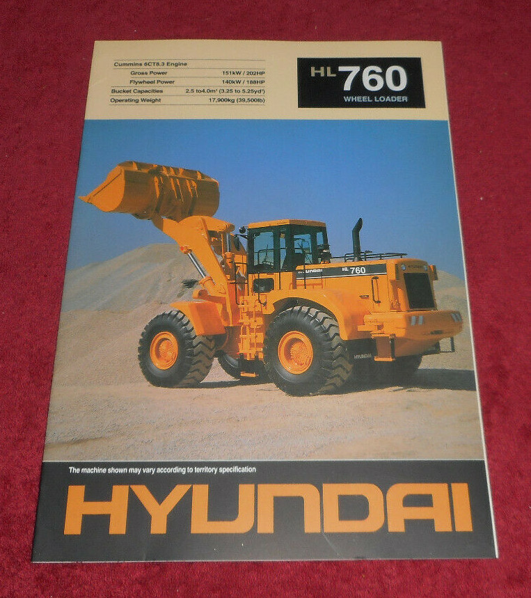 1995 Hyundai HL760 Wheel Loader Construction Machinery Advertising Brochure