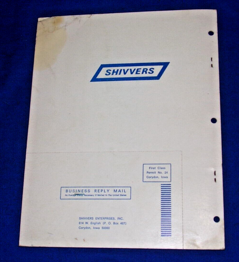 Vtg. 1972 SHIVVERS Circu-lator and Dri-flo Operating Manual, F1014OP
