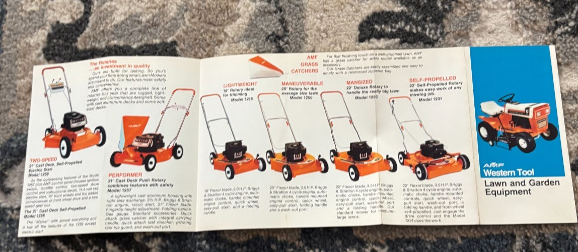 AMF Mowers Riding Tractors For 1972 Pocket Brochure DCPA26