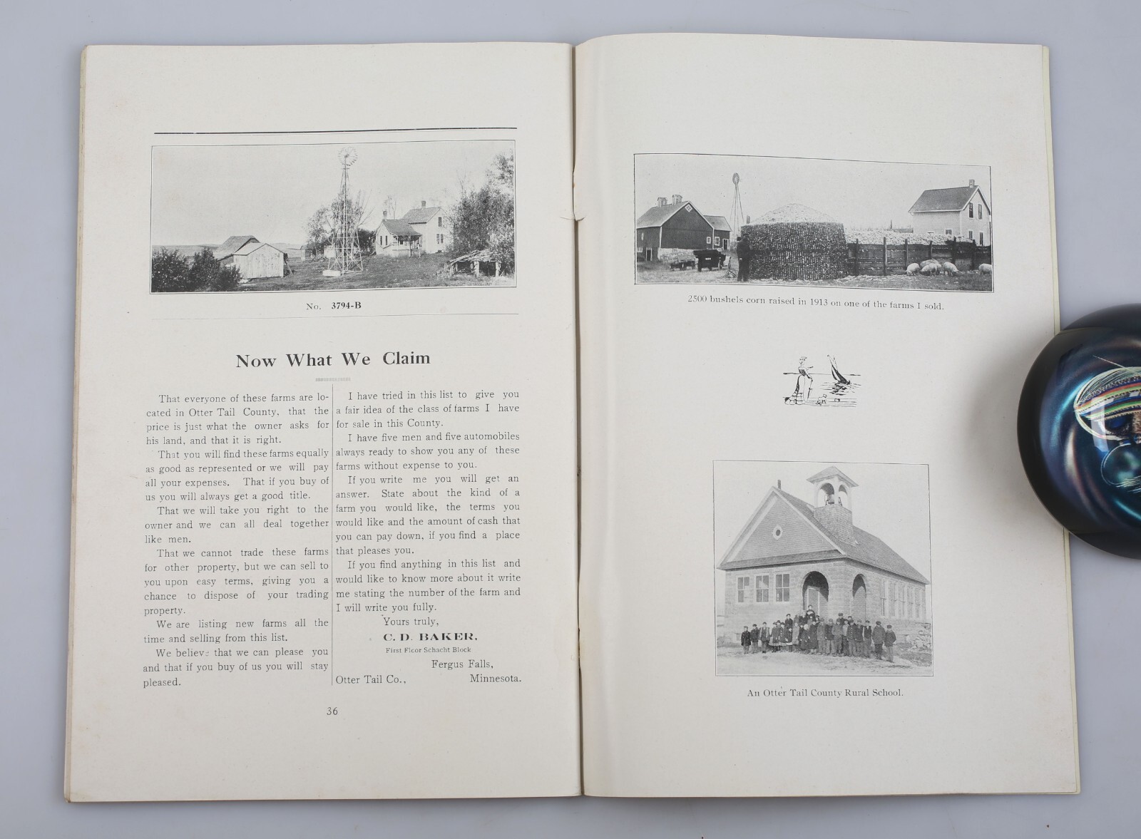 1914 Otter Tail County Minnesota Farms & Land List C.D. Baker Fergus Falls