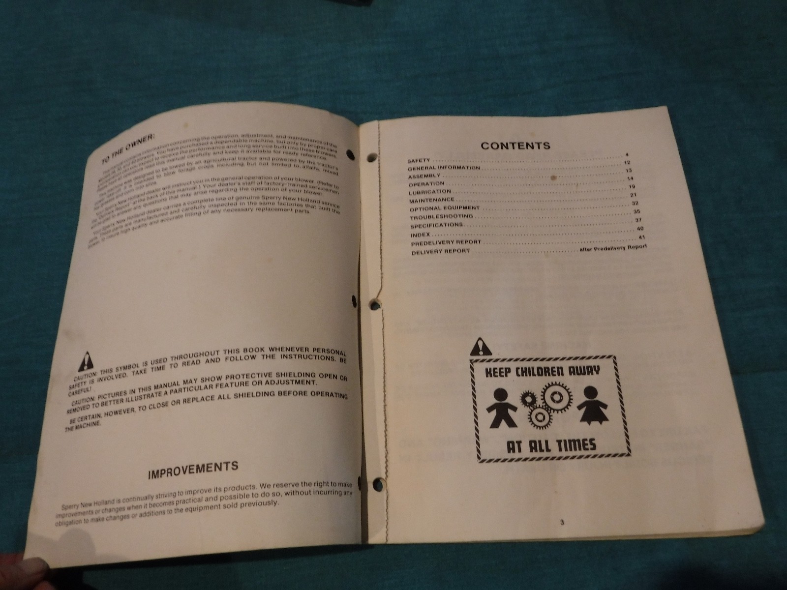 Whirl-A-Feed Blower Operator’s Manual 28 30 40 Sperry New Holland BOOKLET