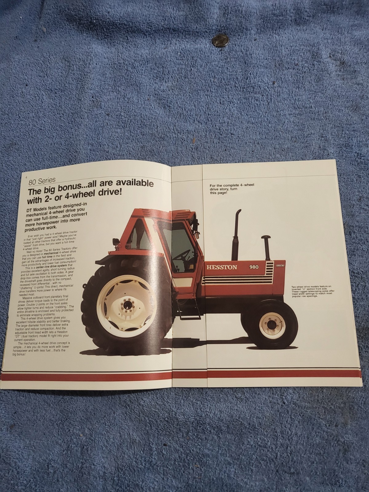 Vintage 1982 Fiat Hesston 80 Series 580-980 Tractors 50-90 PTO HP Sales BROCHURE