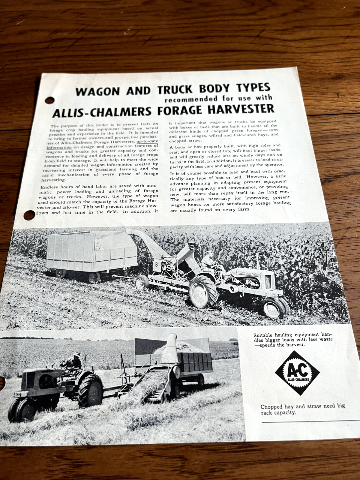 Allis Chalmers Wagon & Truck Body Types For 1951 Brochure FCCA