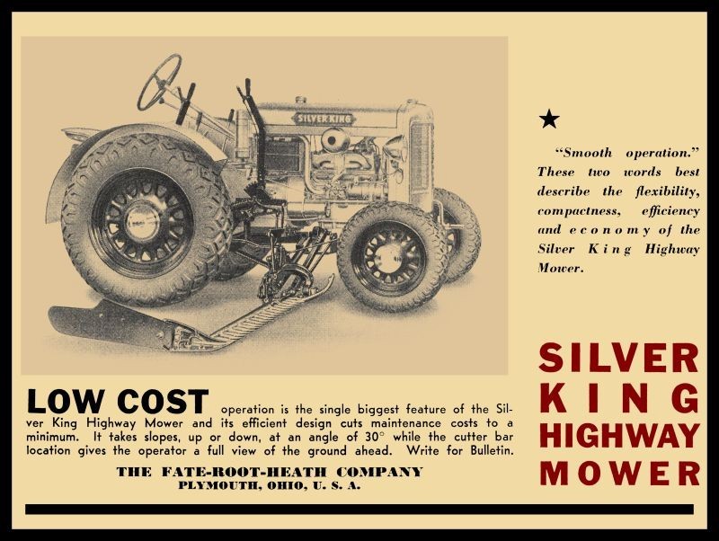 1935 Fate Root Heath Silver King Tractor Highway Mower NEW METAL SIGN: 9×12″