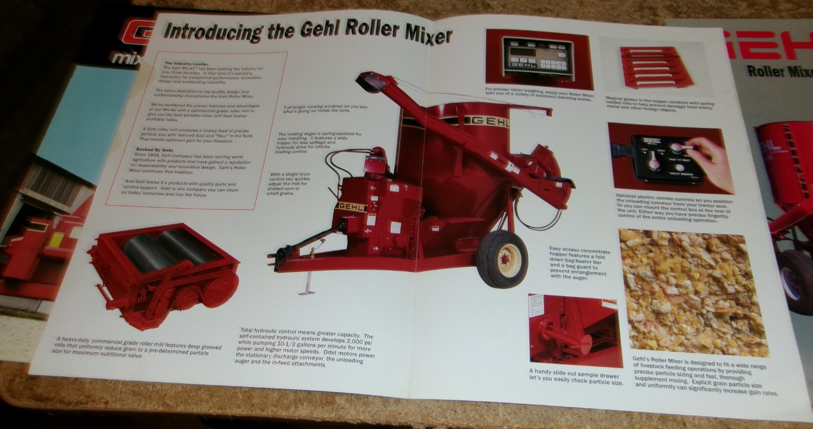 3-lot 1990’s gehl roller mixers brochures see condition in good shape used