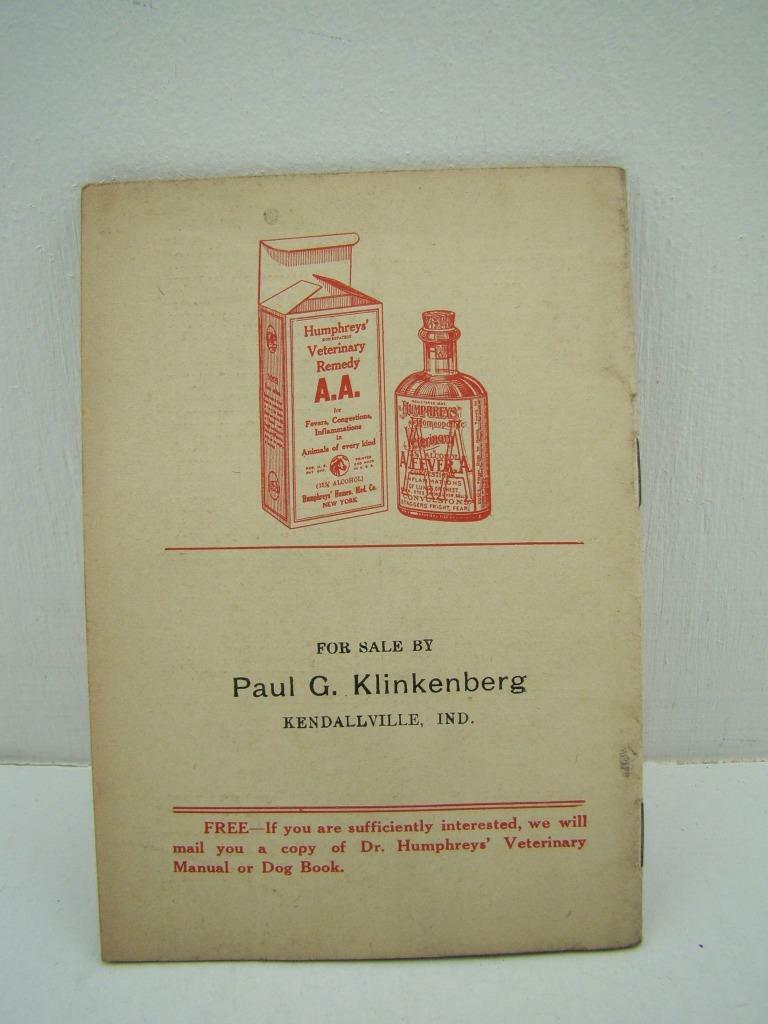 1927 HUMPHREYS’ VETERINARY GUIDE DRUGGIST PAUL G. KLINKENBERG