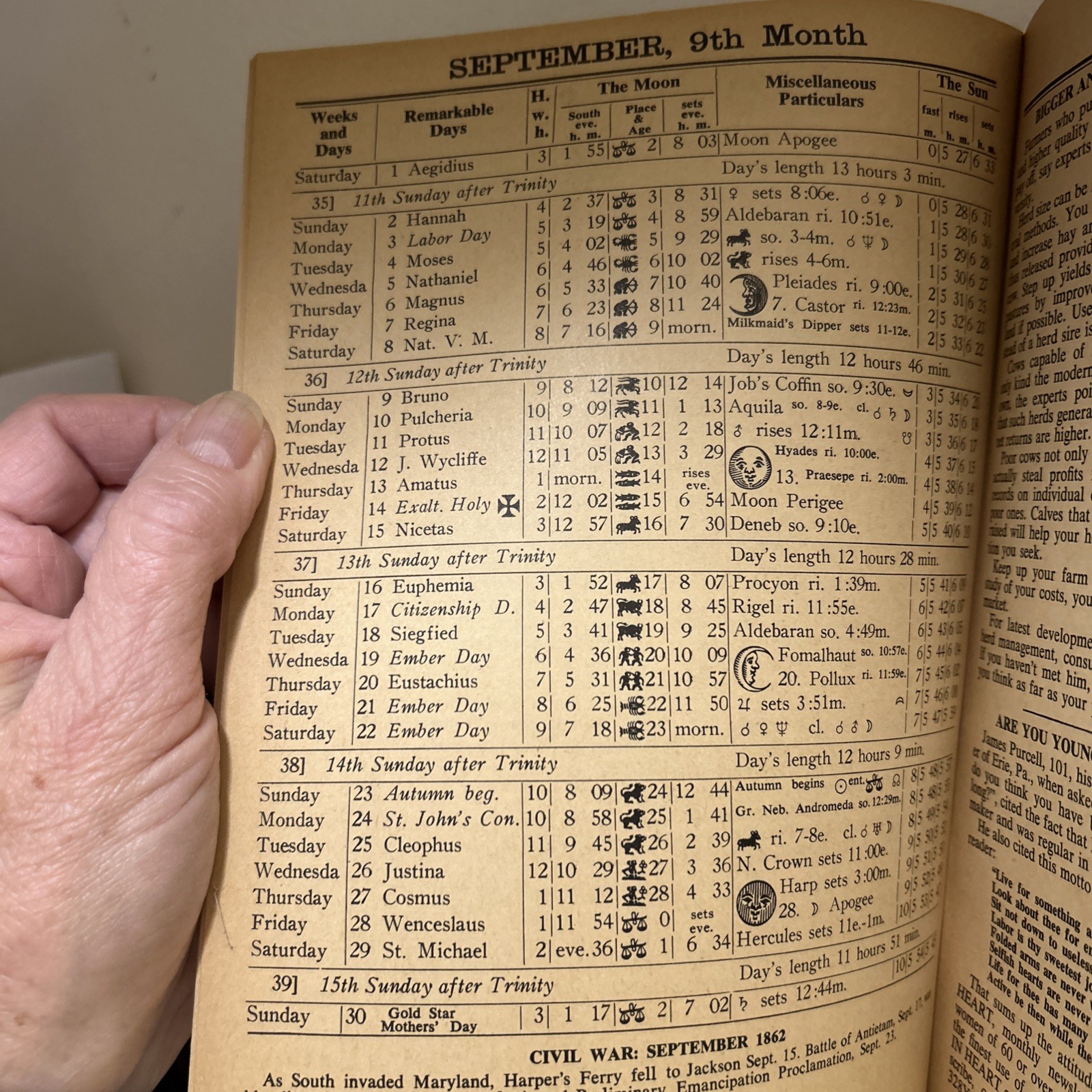 Vintage 1962 John Baer’s Sons Agricultural Almanac Lancaster PA Farmers Almanac