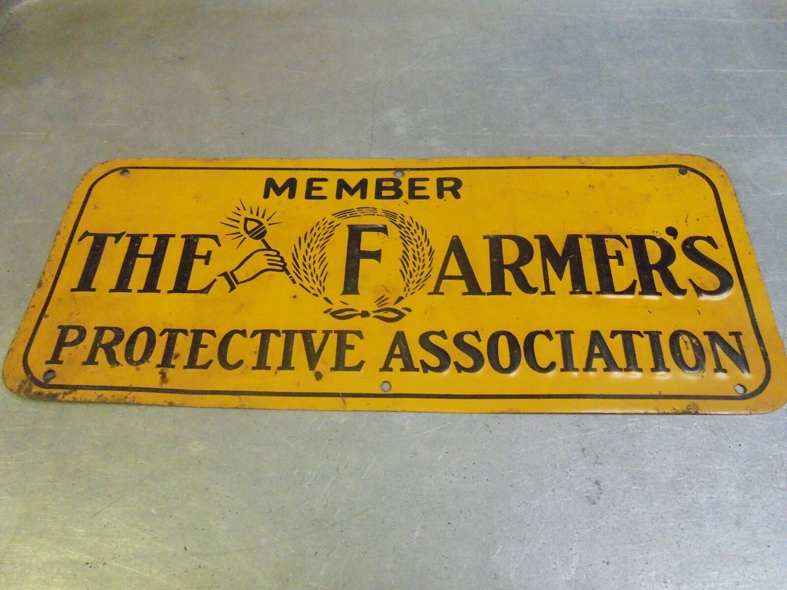 Vintage Member The Farmer’s Protective Association Tin Sign