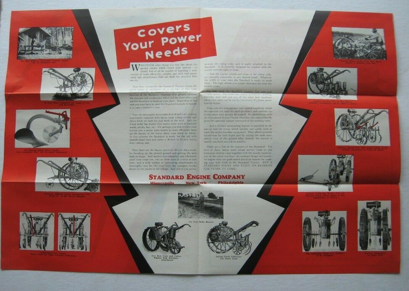 Three 1930’s Standard Engine Company, Standard Garden Tractor Farming Brochures