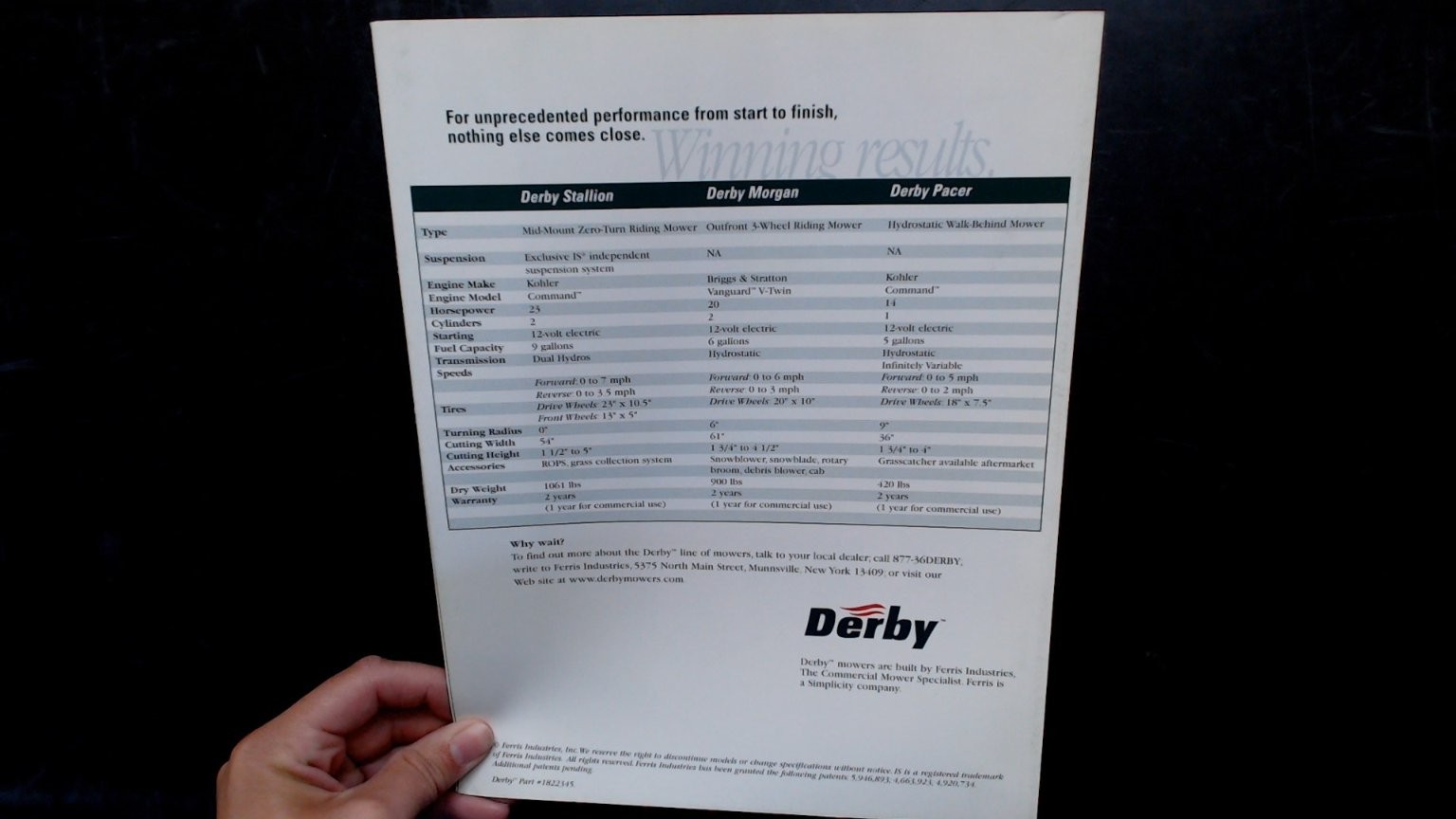 Derby Agricultural Mower Brochure Vintage Commercial Lawn Equipment