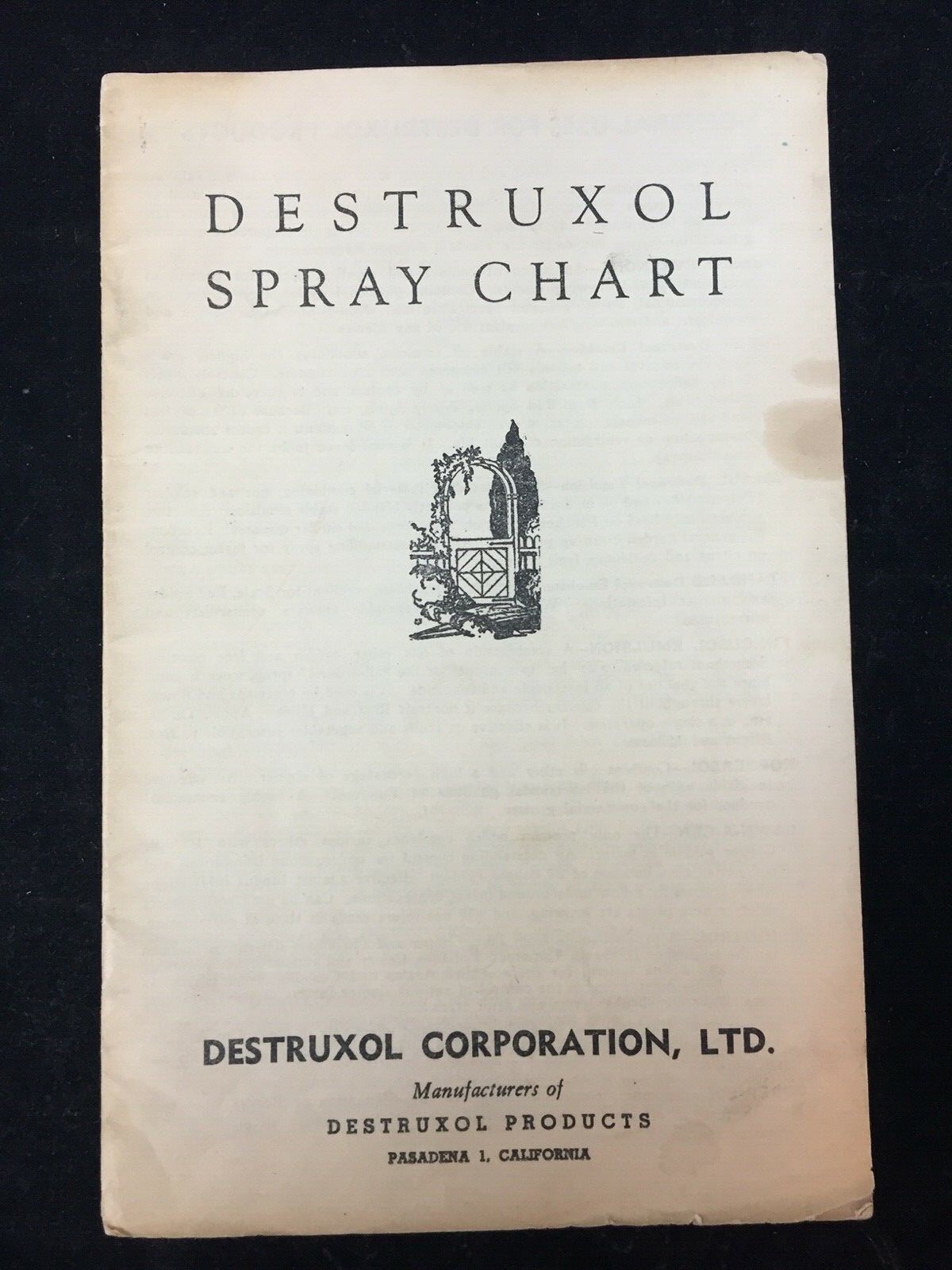 VINTAGE 1950’S DESTRUXOL NICOTINE/CYANIDE FUMIGATION SPRAY CHART BOOKLET