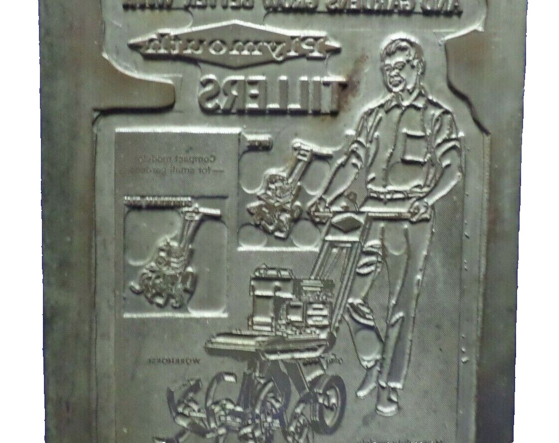 Vintage GILSON Plymouth TILLERS Advertising Tin Plate 5″ x 11″