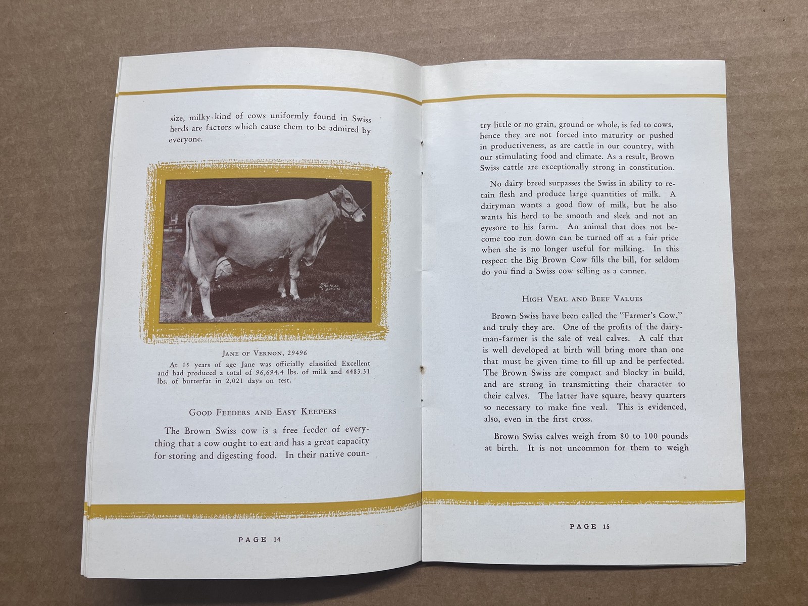 1942 Brown Swiss Cattle Breeders Association Farmer’s Cow Booklet Dairy Vintage