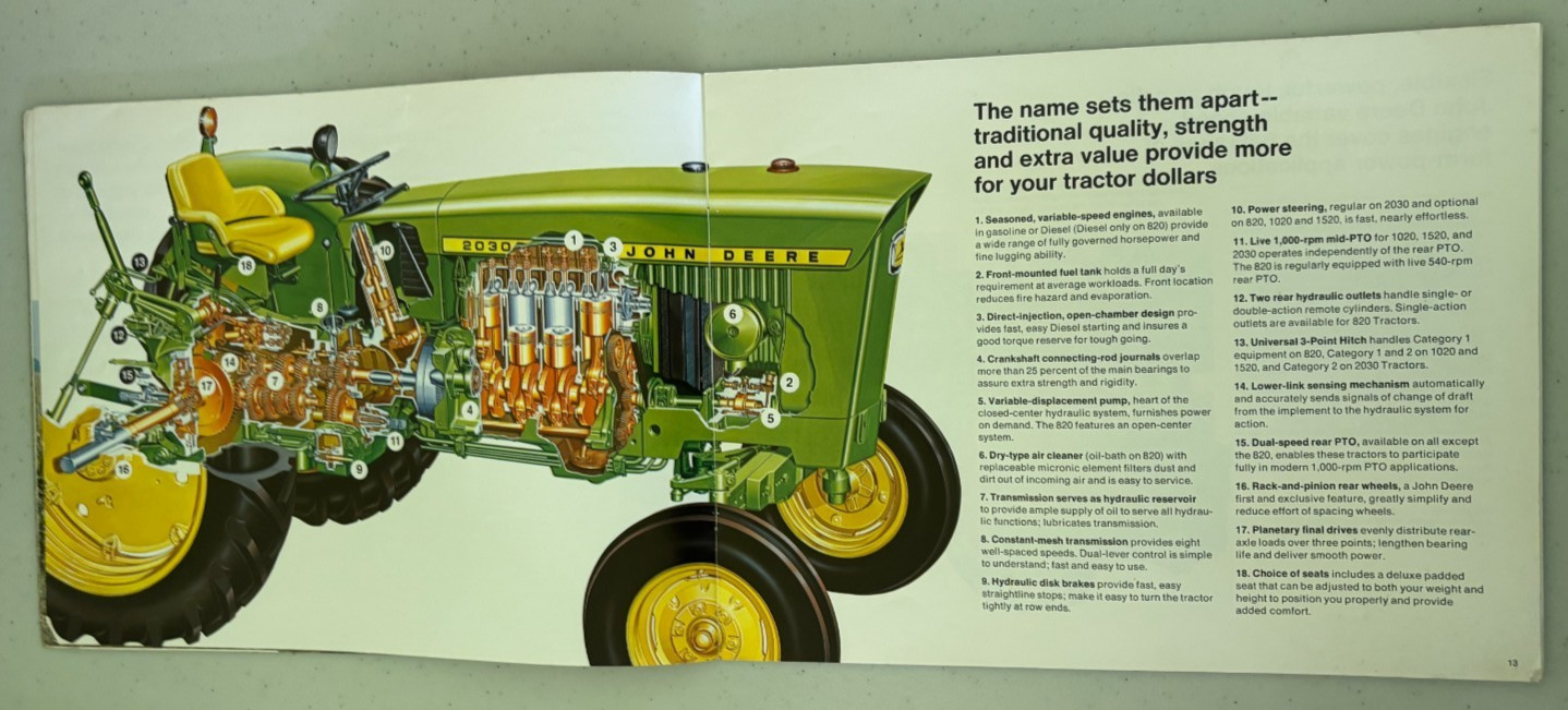 John Deere 820 1020 1520 2030 Tractor for 1971 Brochure DCPA26