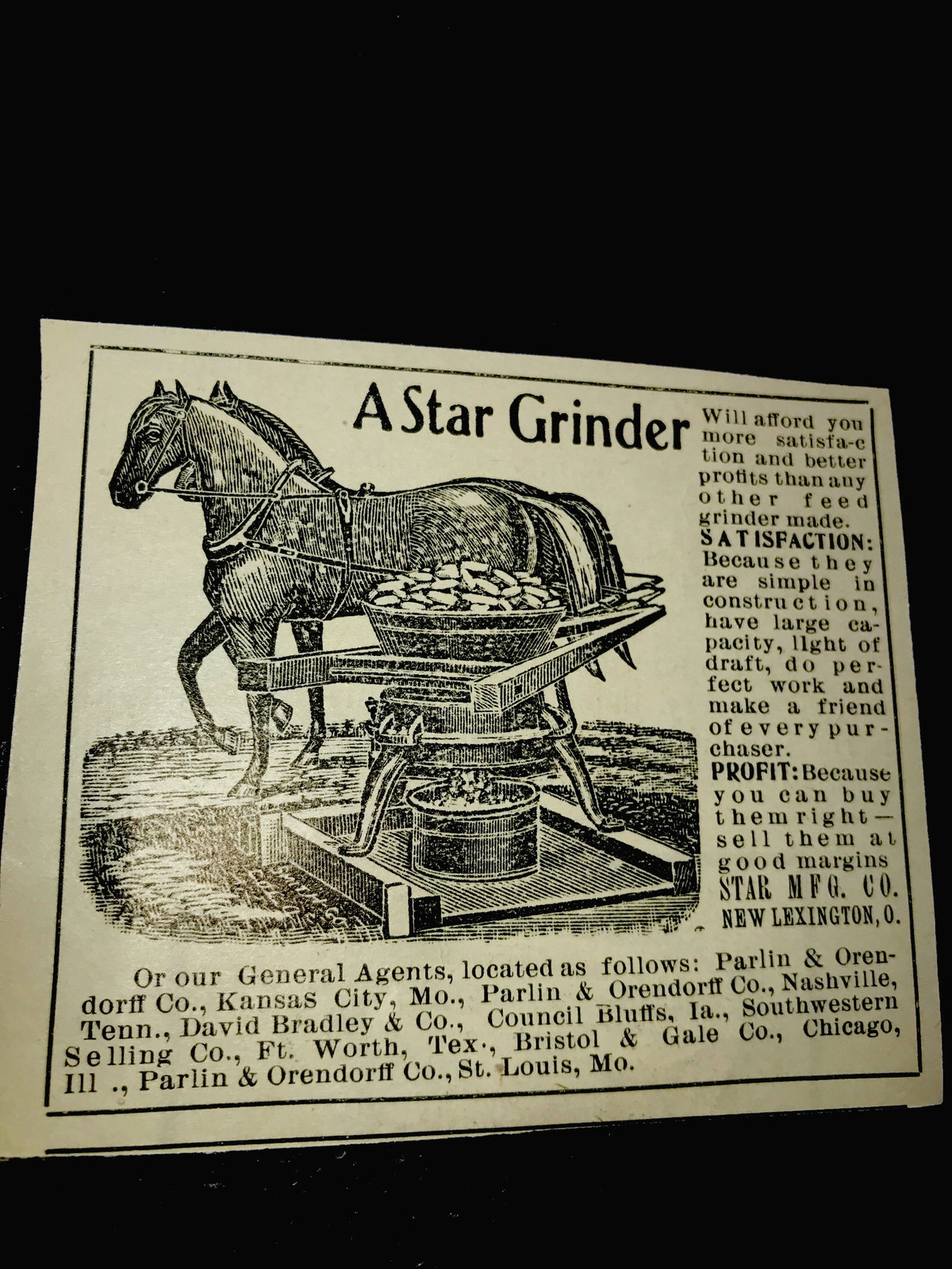 1903 Star Grinder Farm Advertising – New Lexington – Ohio